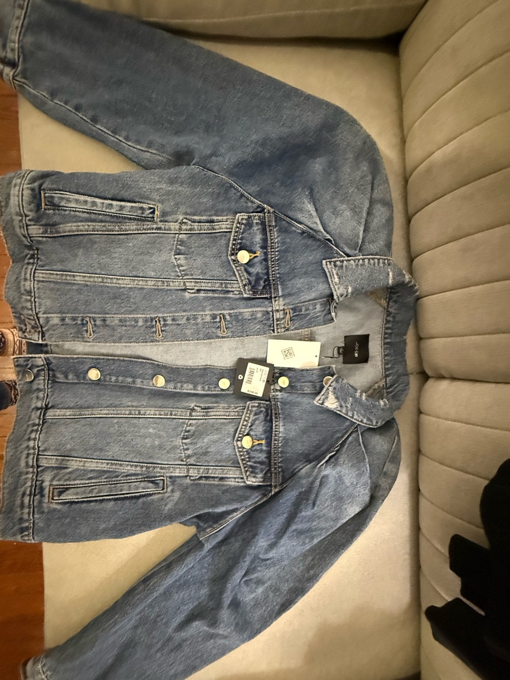 JOE'S Jeans NWT Say So Distressed Oversized Denim Trucker Jacket L $248